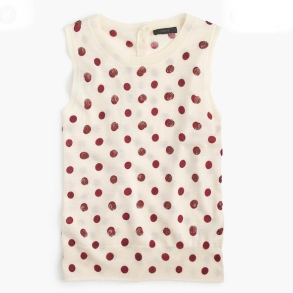 J Crew Jackie Shell Cream + Dusty Red Sequins Polka Dot Size Medium - Picture 9 of 9